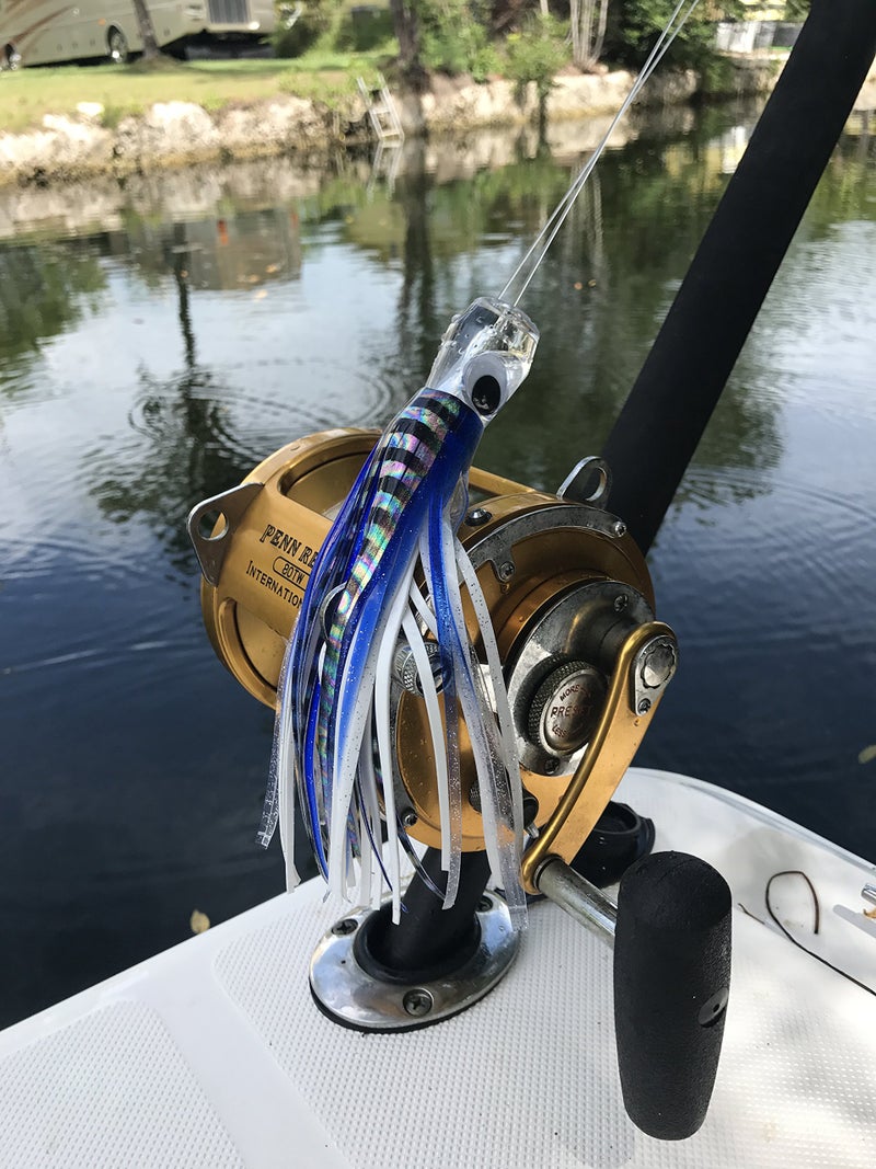 Bimini Lures Trolling Lure: Fishing Lure, Big Game Lure!! Salt Water, Durable, Chugger Styler, Large 9 inch. Comes Fully Rigged and Ready to GO! Great for Trolling for Mahi Mahi, Tuna, Wahoo! (Blue/White) - Image 2